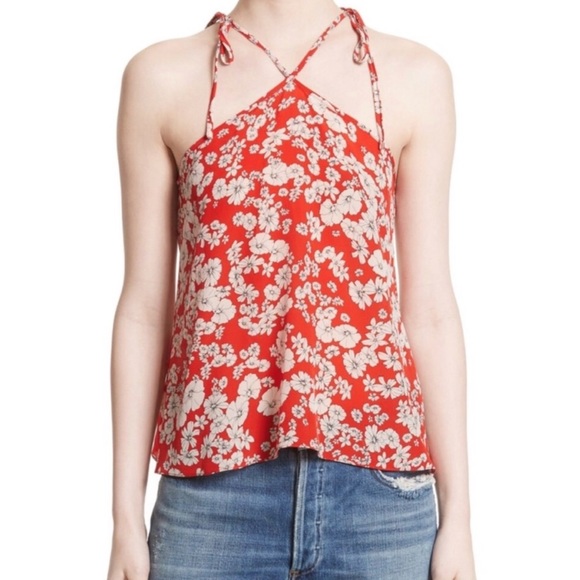 Rebecca Taylor Tops - Rebecca Taylor Cherry Blossom Floral Silk Tank Red